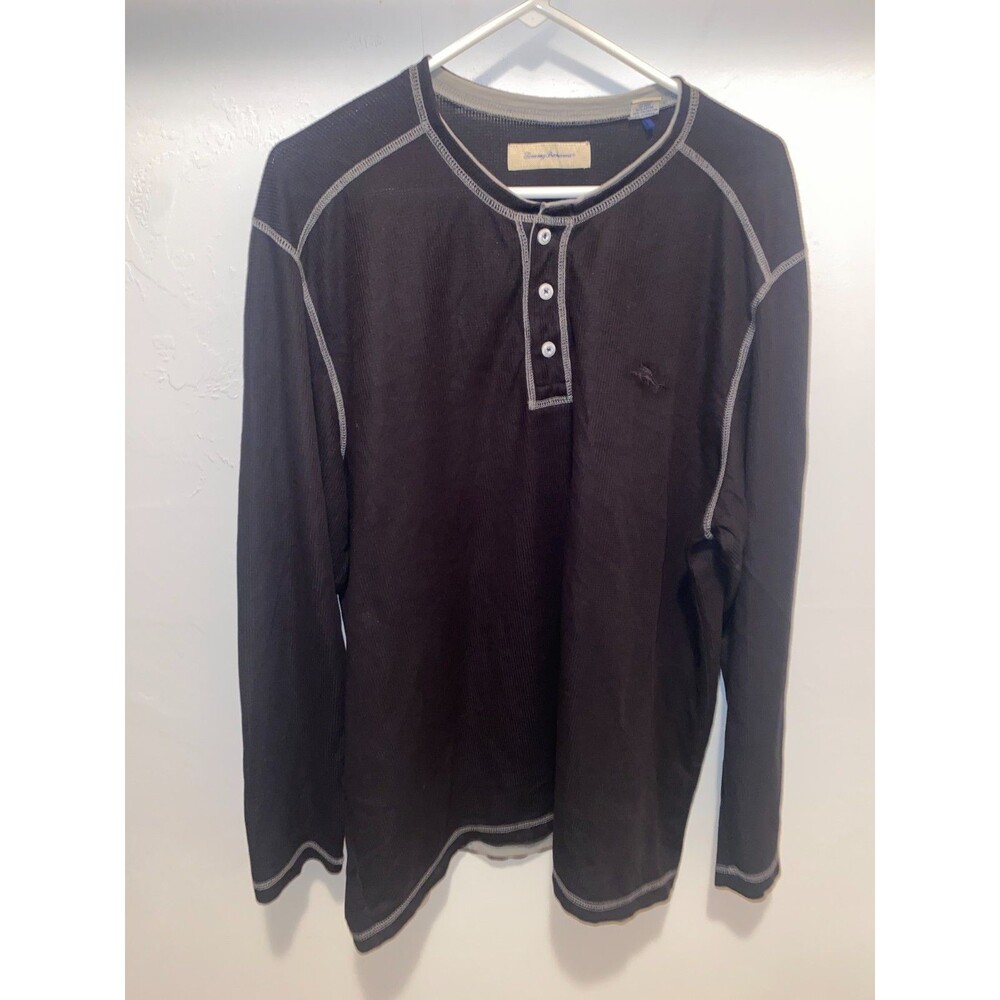 Tommy Bahama Men's 2XL Thermal Long Sleeve Henley Coal